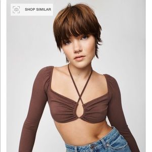 NWT garage brown peekaboo top.  Size medium